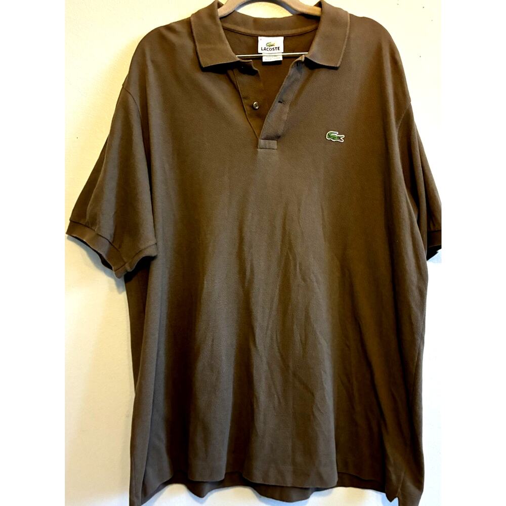 Lacoste Mens 3XL Polo Dark Brown Short Sleeve Crocodile Logo Cotton Euro 8, XXXL